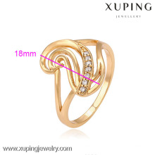 13466 Xuping Modeschmuck China Großhandel 18k Gold Ring Designs Luxus Glas Ringe Charm Schmuck für Frauen